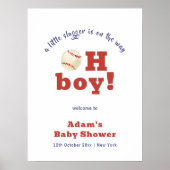 Oh Junge Kleiner Schläger Baseball Baby Shower Wil Poster (Vorne)