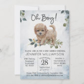 Oh Junge! Labradoodle Puppy Watercolor Babydusche Einladung (Vorderseite)