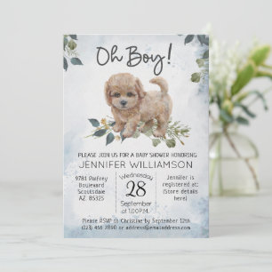 Oh Junge! Labradoodle Puppy Watercolor Babydusche Einladung