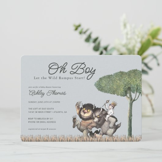 Oh Junge! Lass des Wilden Rumpus Start | Babydusch Einladung (Stehend Vorderseite)