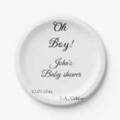 oh Junge Mädchen Babydusche geben den Namen Datum  Pappteller (Vorderseite)