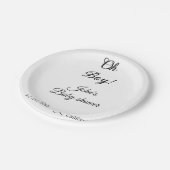 oh Junge Mädchen Babydusche geben den Namen Datum  Pappteller (Schrägansicht)