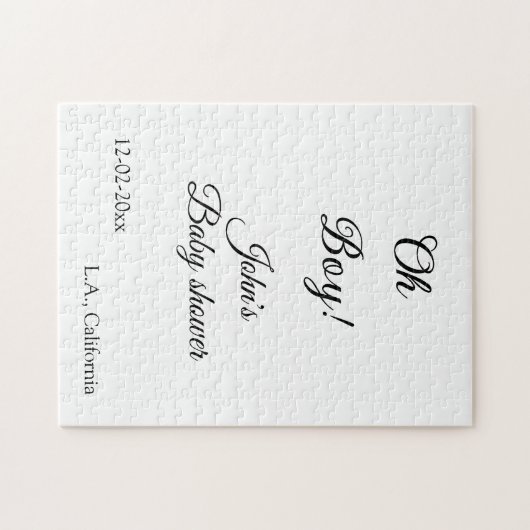 oh Junge Mädchen Babydusche geben den Namen Datum Puzzle (Horizontal)