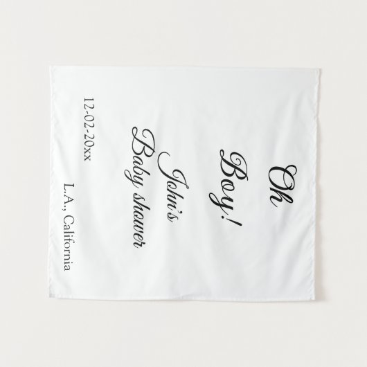 oh Junge Mädchen Babydusche geben den Namen Datum Wandteppich (Vorderseite (Horizontal))