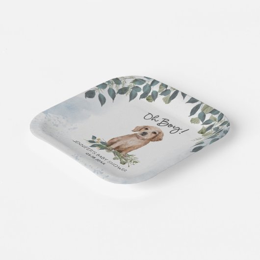Oh Junge! Maßgeschneiderter Retriever Wasserfarbe Pappteller (Gewinkelt)