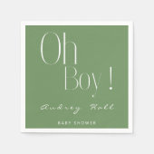 Oh Junge Minimalistisch Sage Green Modern Baby Dus Serviette (Vorderseite)