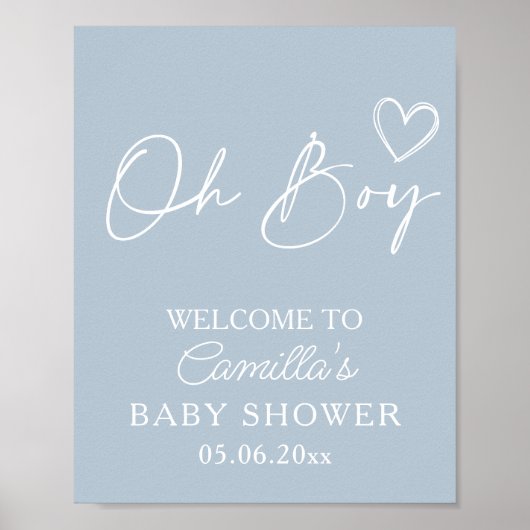 Oh Junge Minimalistische moderne Babydusche Poster (Vorne)