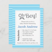 Oh Junge, modern, Minimalistisch, Babydusche Einla Einladung (Vorne/Hinten)