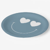 Oh Junge! Moderne Groovy Happy Face Baby Shower Pappteller (Schrägansicht)
