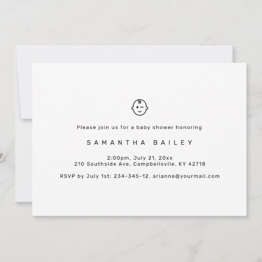 Oh Junge moderne minimalistische Baby-Dusche einla Einladung (Rückseite)