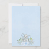 Oh Junge! Niedlich Elephant Blue Floral Baby Dusch Einladung (Rückseite)