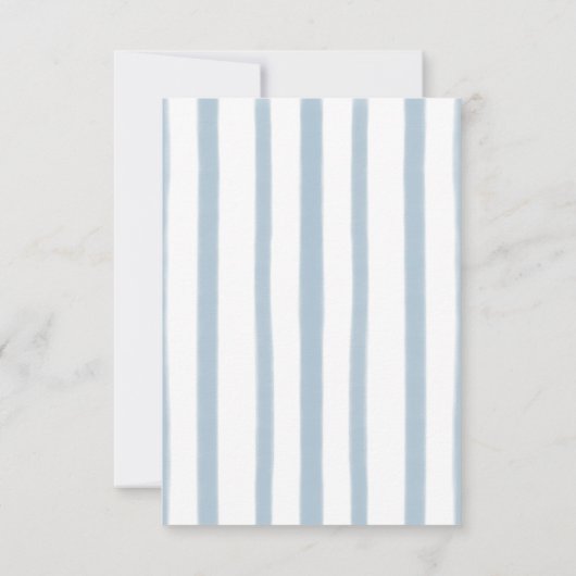 Oh Junge Niedlich moderne Blue Stripes Babydusche Dankeskarte (Rückseite)