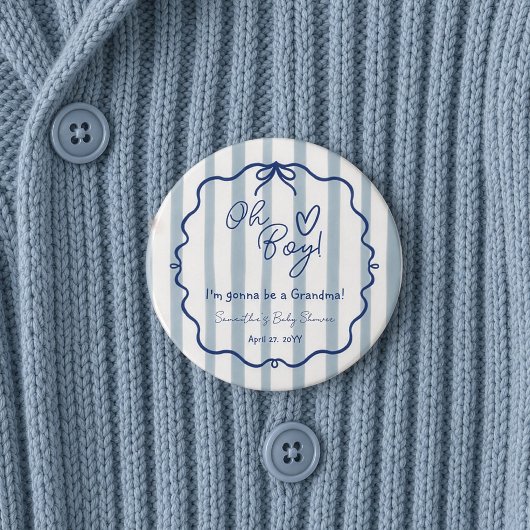 Oh Junge Niedlich moderne Dusty Blue Baby Dusche O Button