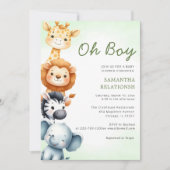 Oh Junge niedlich Safari Dschungel Tier Junge Dusc Einladung (Vorderseite)