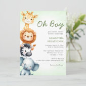 Oh Junge niedlich Safari Dschungel Tier Junge Dusc Einladung (Stehend Vorderseite)