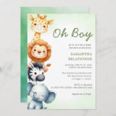 Oh Junge niedlich Safari Dschungel Tier Junge Dusc Einladung (Vorne/Hinten)