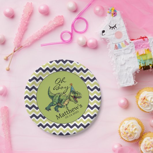Oh Junge! Niedliche Dinosaur Babydusche Pappteller (Party)