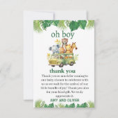 oh Junge niedliche Dschungelsafari Tiere Babydusch Dankeskarte (Vorderseite)