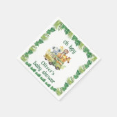 oh Junge niedliche Dschungelsafari Tiere Babydusch Serviette (Ecke)