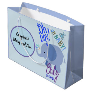Oh Junge! Oh Baby! Blaue Elefant-Baby-Party Große Geschenktüte