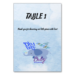 Oh Junge! Oh Baby! Blaues Baby Shower 2-Ton Blau R Tischnummer