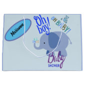 Oh Junge! Oh, Baby! Blue Elephant Baby Dusche Große Geschenktüte (Vorderseite)
