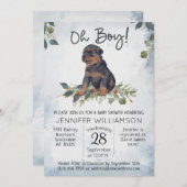 Oh Junge! Rottweiler Pup Watercolor Babydusche Einladung (Vorne/Hinten)