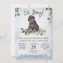 Oh Junge! Rottweiler Pup Watercolor Babydusche Einladung