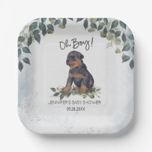 Oh Junge! Rottweiler Watercolor Hund Custom Pappteller