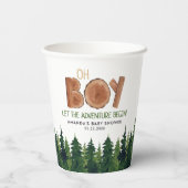 Oh Junge - Rustikale Boy Woodland Babydusche Pappbecher (Rückseite)