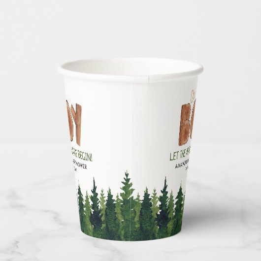 Oh Junge - Rustikale Boy Woodland Babydusche Pappbecher (Rechts)