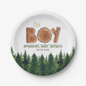 Oh Junge - Rustikale Boy Woodland Babydusche Pappteller (Vorderseite)