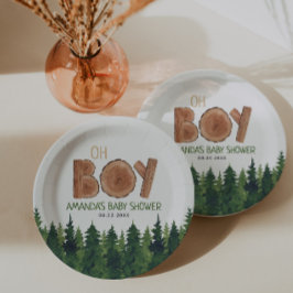 Oh Junge - Rustikale Boy Woodland Babydusche Pappteller