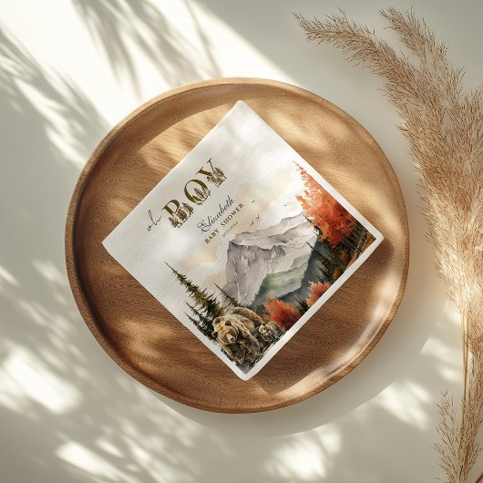 Oh Junge rustikale Herbst-Waldbärendusche Serviette