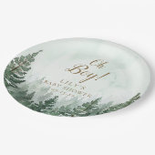 Oh Junge rustikale Pine Tree Forest Baby Dusche Pappteller (Schrägansicht)