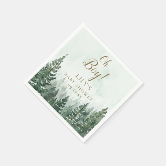 Oh Junge rustikale Pine Tree Forest Baby Dusche Serviette (Ecke)