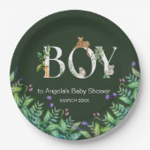 Oh Junge Safari Animal Jungle Green Baby Dusche Pappteller (Vorderseite)