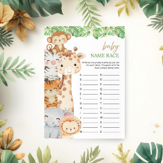 Oh Junge! Safari-Baby-Party | Baby-Namen-Rennen-Sp Einladung