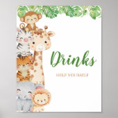 Oh Junge! Safari Dusche | Getränke Tischschild Poster (Vorne)