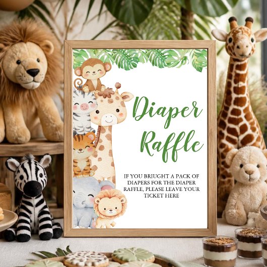 Oh Junge! Safari Dusche | Windel Raffel Tischschil Poster