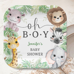 Oh Junge Safari-Tiere Baby Shower Dschungel Pappteller