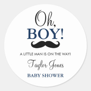 Oh Junge Schnurrbart Baby Shower Aufkleber