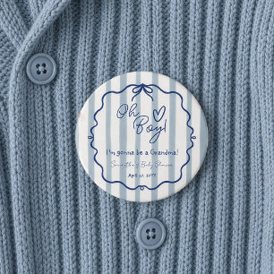 Oh Junge Süße Moderne Staubblaue Babyparty Großmut Button