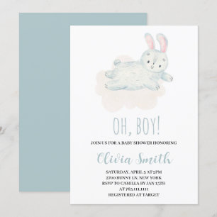 Oh Junge Süßer Hase Aquarell-Baby-Party Einladung