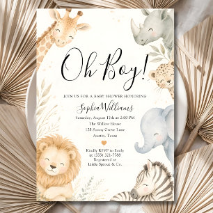 Oh Junge Süßes Safari-Tier Boho-Baby-Party Einladung