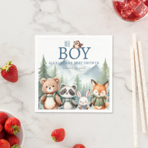 Oh Junge Süßes Waldtier Wanderjunge Baby-Party Serviette