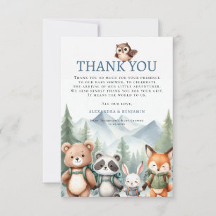 Oh Junge Süßes Waldtier Wanderjunge Baby Shower Dankeskarte