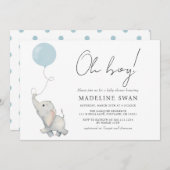 Oh Junge Sweet Elephant Baby Dusche Einladung (Vorne/Hinten)