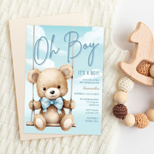 Oh-Junge-Teddybär-Baby-Shower-Einladungsdesign Einladung