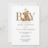Oh Junge Teddybär Junge Baby Shower Einladung (Vorderseite)